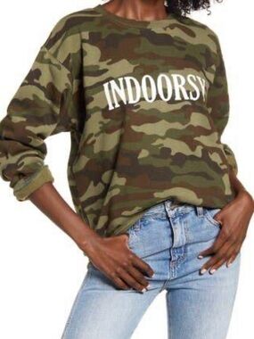 Sub_Urban Riot Green Camo 'INDOORSY' Pullover Sweatshirt
